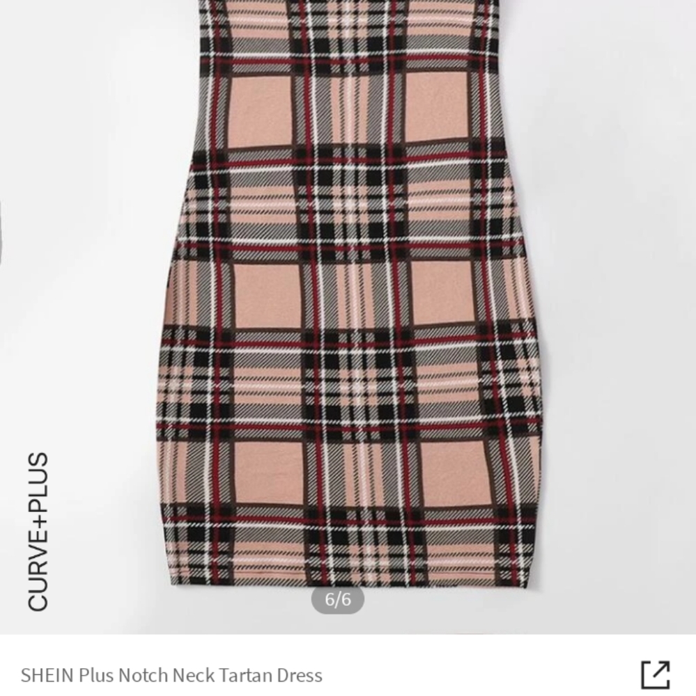 Plus Notch Neck Tartan Dress